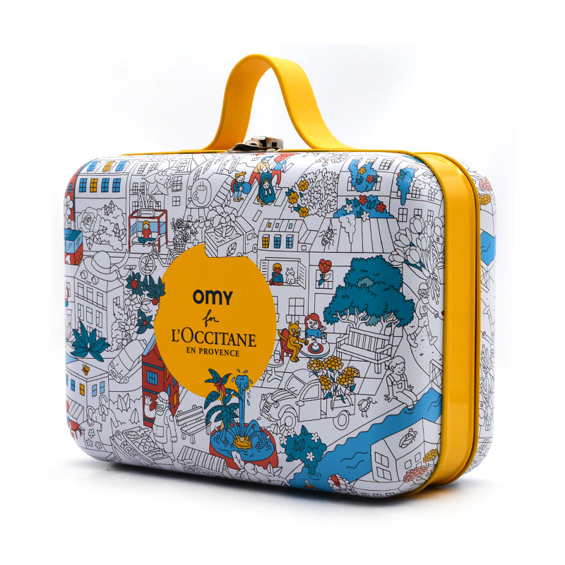 帶手提歐舒丹化妝品鐵盒 帶手提歐舒丹化妝品鐵盒